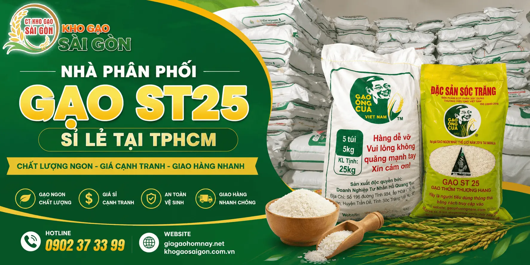 Nhà cung cấp gạo ST25 sỉ lẻ tại TPHCM - Kho gạo Sài Gòn
